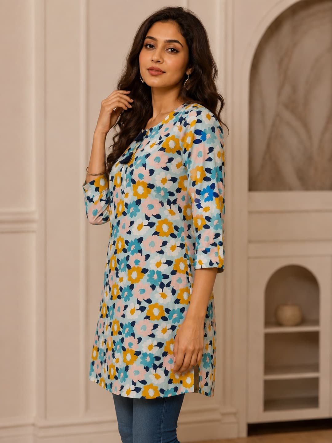 Sky Blue Floral Everyday Tunic Top