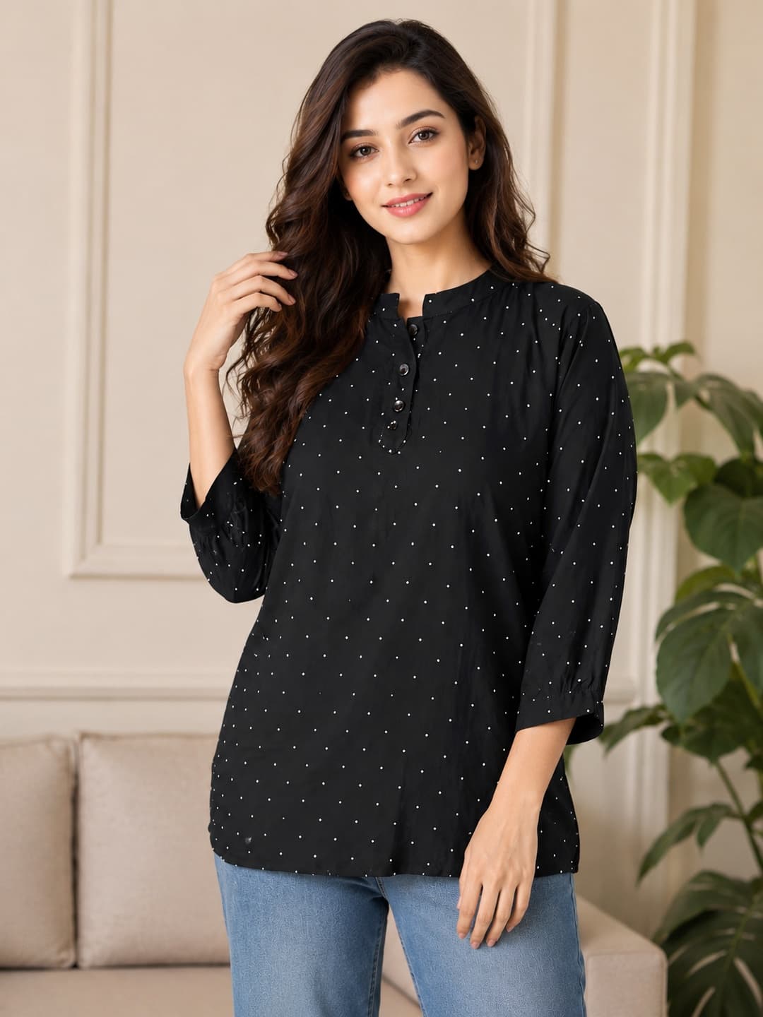 Black Polka Dot Top