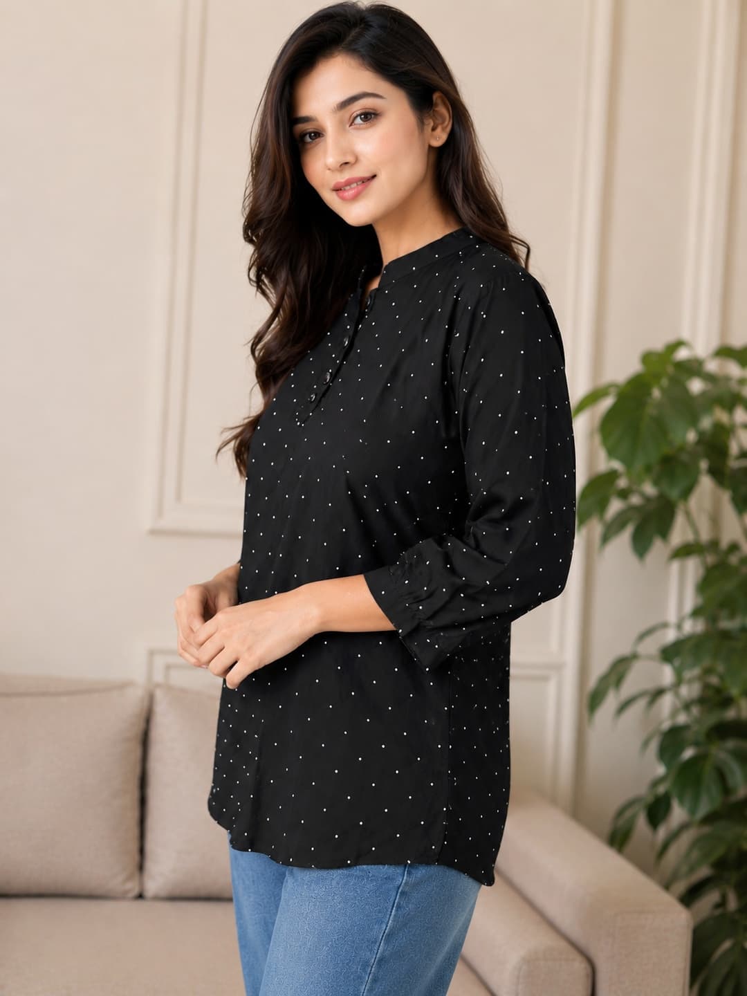 Black Polka Dot Top