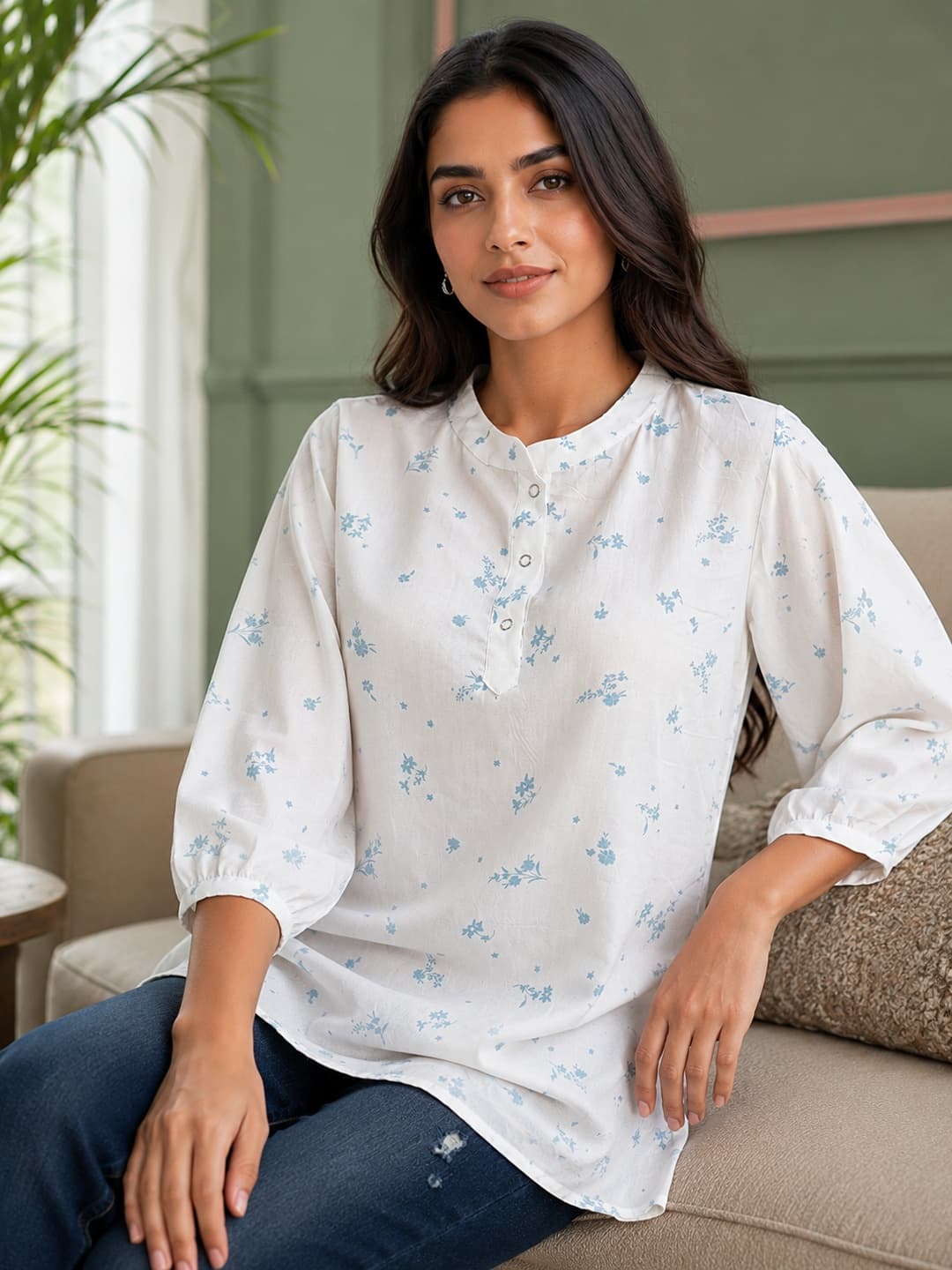 Floral Print Casual Top - View 4
