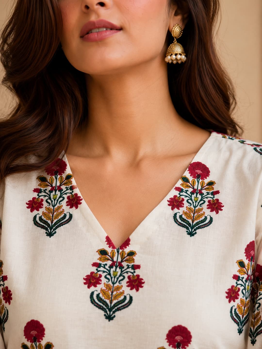 Floral Embroidered Peplum Top - View 0