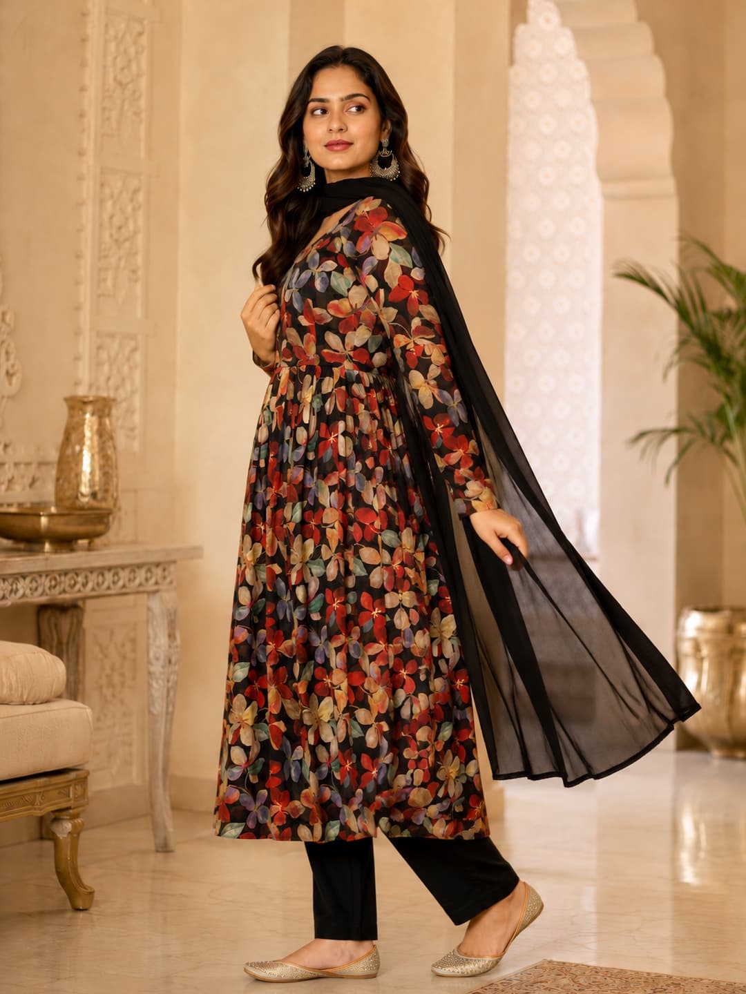 Evara Floral Anarnkali Kurta Set