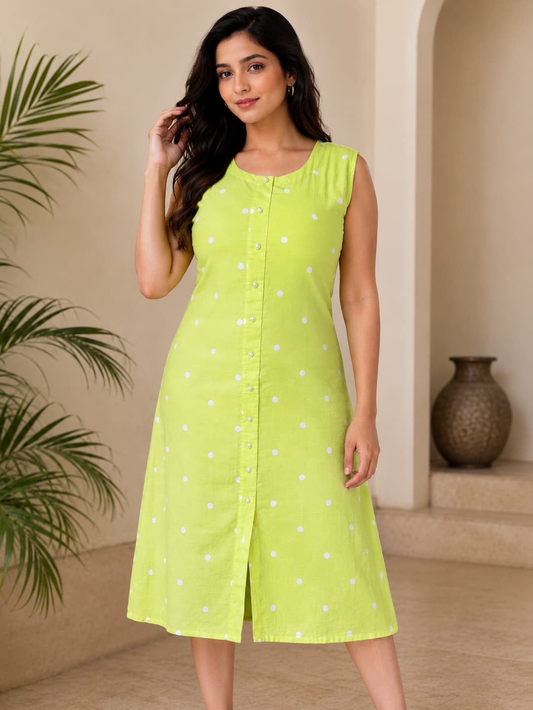 Lime Green Polka Dot Dress