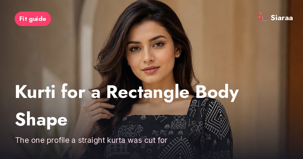 A straight-cut printed kurti shown beside a hand block printed cropped top and skirt co-ord set