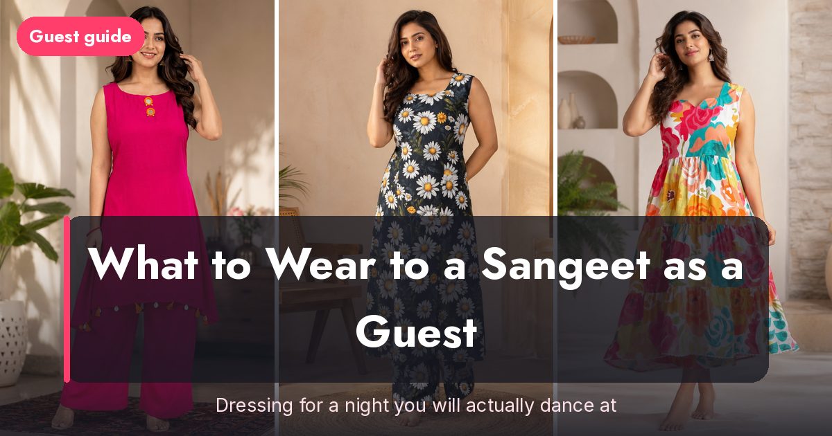 Sleeveless and halter-neck printed kurta sets styled as sangeet guest outfits for a dance night